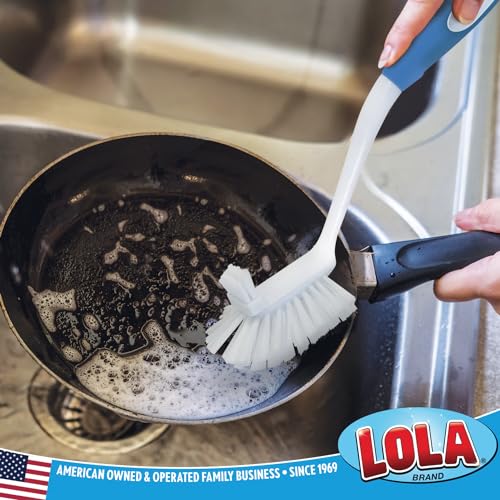 Image of LOLA Pro Utility All Purpose Kitchen Cleaning Brush, Durable Bristles, Comfort Ergonomic Rubber Non-Slip Grip, Built-in Food Scraper, 1 Count