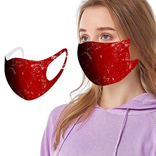 5PC Face Protection for Adults Reusable Washable Face Bandanas Printing Masquerade with Elastic Strap Earloops Breathable Dustproof for Women and Men Office Daily Use