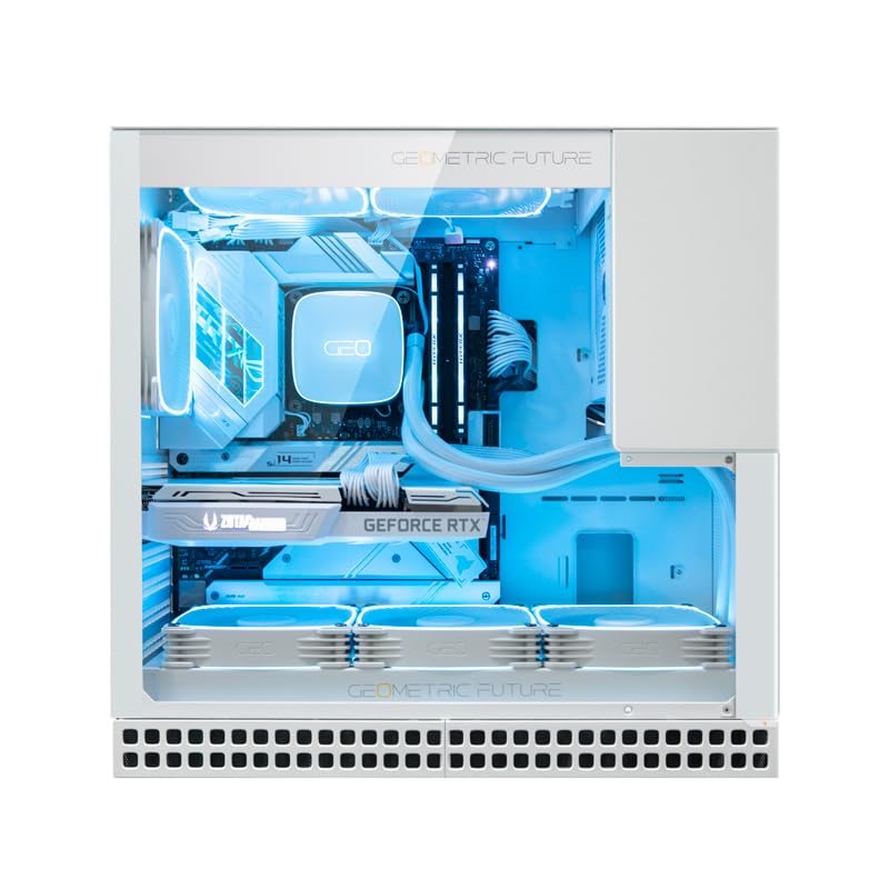 Miniatura 8 de Geometric Future M4 King Arthur White, medioMini Tower, estuche para juegos E-ATXATX, acero de vidrio0.047 in, diseño de túnel de aire vertical,