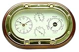 Material: Messing /Holz/Glas, ca. 31x21 cm, Uhr, Barometer, Thermometer und Hygrometer im ovalen Bullauge zum Öffnen