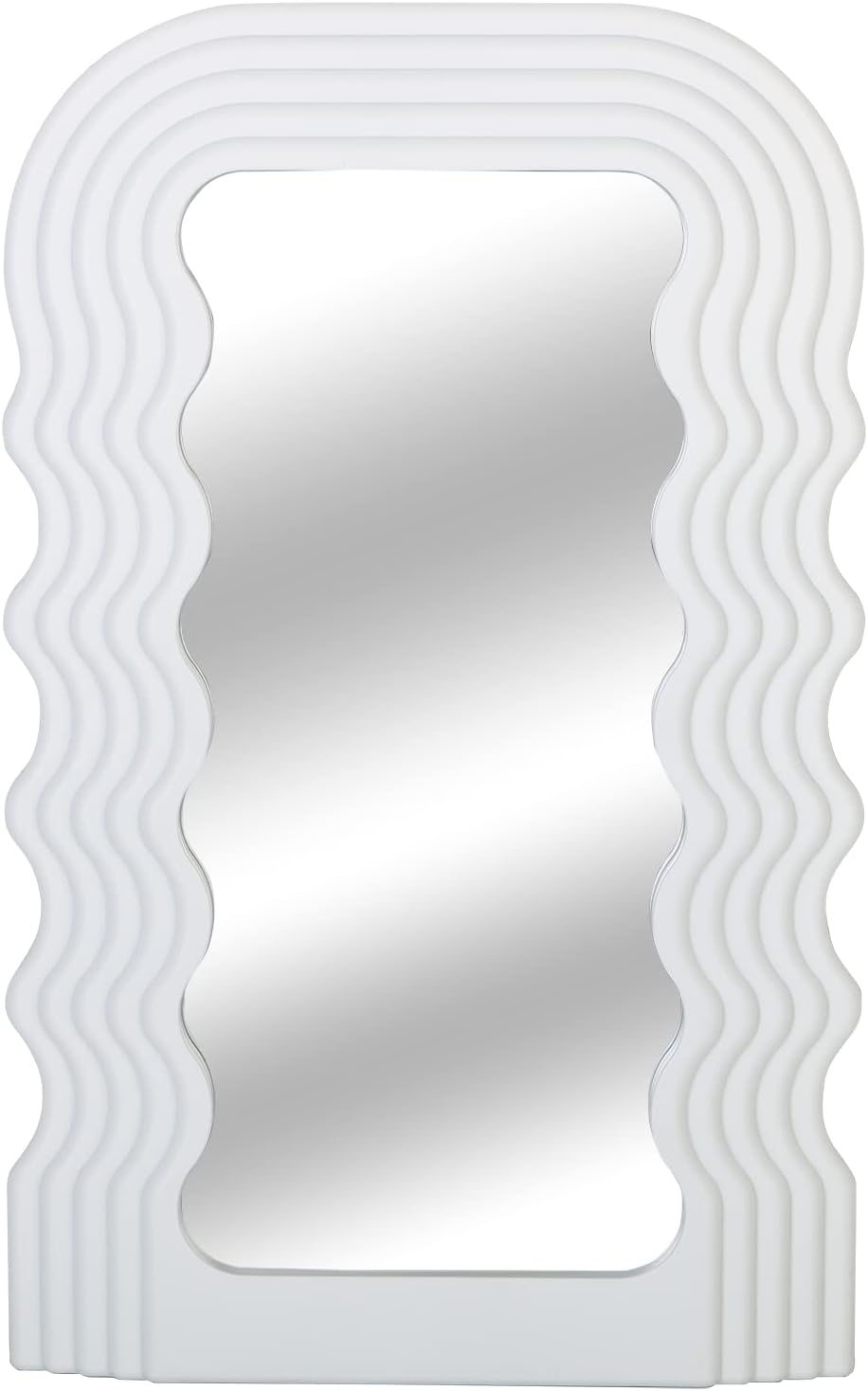 Simmer Stone Wave Pattern Irregular Makeup Mirror Tabletop Vanity Mirror Cosmetic Desktop Mirror Hanging Wall Mirrors Desk Countertop Dressing for Home Bedroom Decorative White
