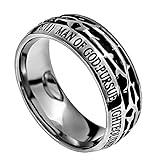 Spirit & Truth Man of GOD Christian Mens Stainless Steel 10mm Abstinence Crown of Thorns 1 Timothy 6:11 Comfort Fit Chasity Ring - Guys Purity Ring (8)