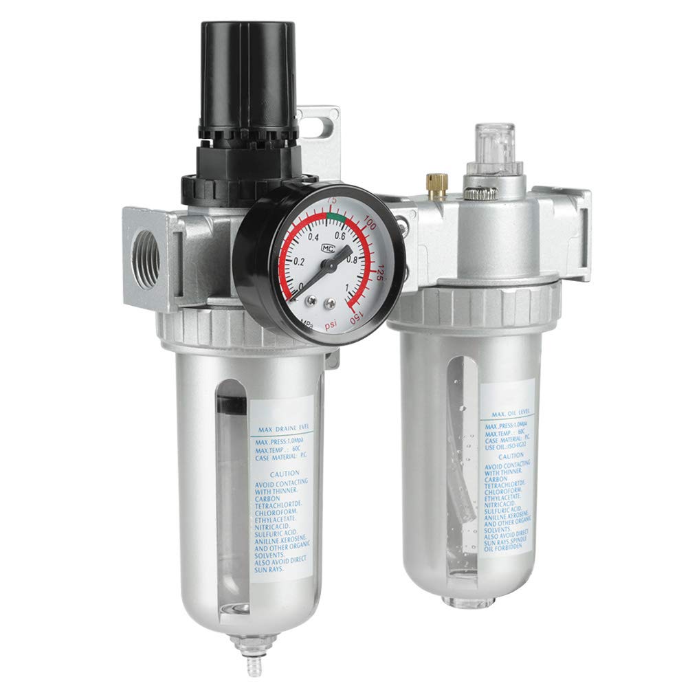 1/2" Air Regulator, Air Compressor Water Filter with Gauge, Compressed