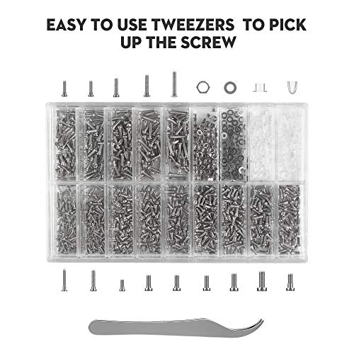 Eyeglass Repair Kit，Hiketolight Sunglasses Repair Kit with 1100pcs Eyeglass Screws, Precision Screwdriver Set and Tweezers for Eyeglasses, Sunglasses,Watch Clock Spectacle Repair