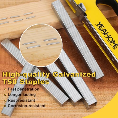 image for YEAHOME Heavy Duty Staples, 2000 Counts 1/4 inch T50 Staples, 20 Gauge