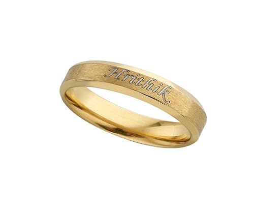 Red Moments Customized Name Golden Polish Finger Ring for Mens/Boys for Birthday, Anniversary