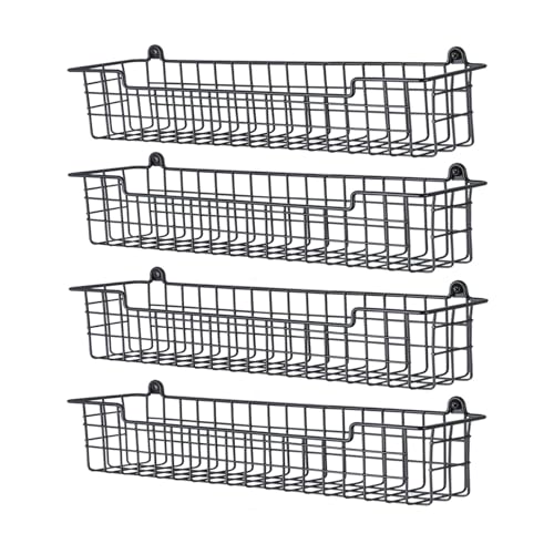 GUUKAR Spice Rack Organizer Wall Mount, Spice Organization Storage Shelf for Cabinet Door, 4 Packs Wall Spice Rack Saving Space for Kitchen, Black