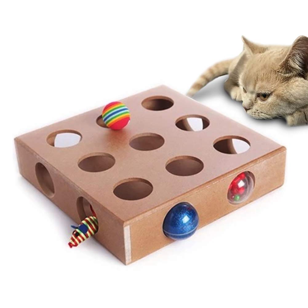 Drôle Interactif Chat De Compagnie Jouet Puzzle Boîte en Bois Peek Jouer Jouet Boîte Cacher Et Chercher Chat Souris Jouet Et Puzzle Mangeoire Adorable Chat De Compagnie Jouets