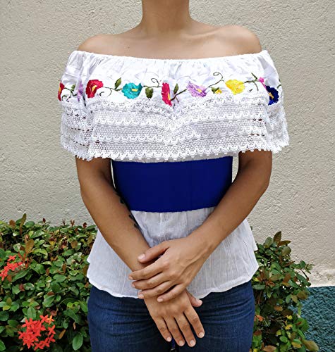 Jacq&Jürgen Mexican Flat Waist Belt Sash 31 Inches & 22 Inches Strings Traditional Embroidery Design Fiesta Party3