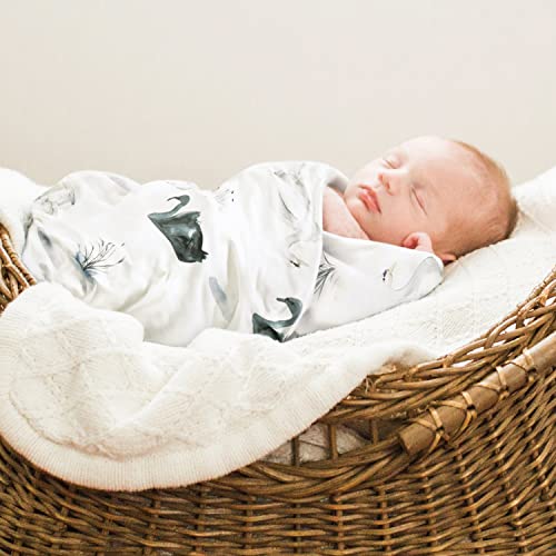 Image of GRSSDER Baby Blankets Super Soft Jersey Knit Swaddle Blanket for Baby Girls and Boys, Double Layer Receiving Blankets 34 x 44 Inches Extra Large for Baby Show Gift, Pretty Swan /Dandelion Pattern