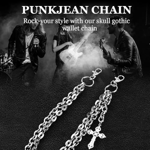 Image of GUSTAVE Layered Pants Chain for Men Punk Gothic Silver Jean Belt Trousers Chains Harajuku Street Wallet Pocket Keychains Waist Pocket Cool Hip Hop Rock Biker Goth Body Accessories