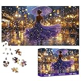 Bimkole Nuit Violette Puzzle 1000 Pieces, Femme Puzzle 1000 Pièces Adultes   Un Familial Divertissant Et Stimulant, Une Excellente Idée Cadeau, Dimensions finales 80 x 41 cm