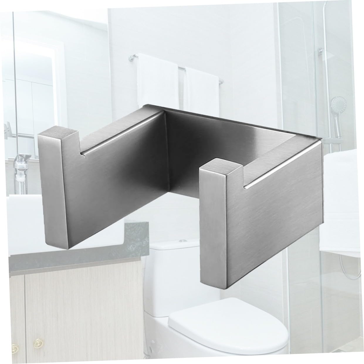 NUOBESTY 2 Piezas percha sencilla Gancho Almacenamiento de toallas para el baño manos abrigo colgador de estilo moderno perchas antioxidantes acero inoxidable 304