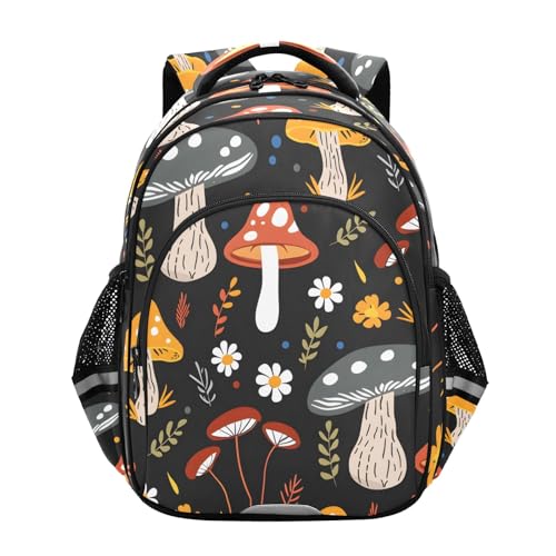 Mushroom and Flower Backpack For Girls Kindergarten Elementary Bookbag Lightweight Childrens School Bag,Medium