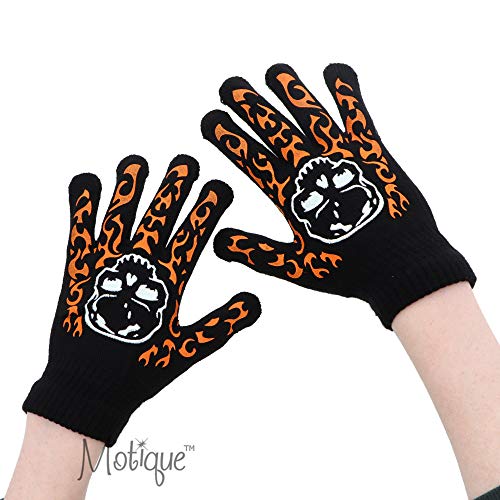 Motique Accessories Soft Black Knit Gloves For Big Kids and Teens, Stretch Gripper Design Gloves3