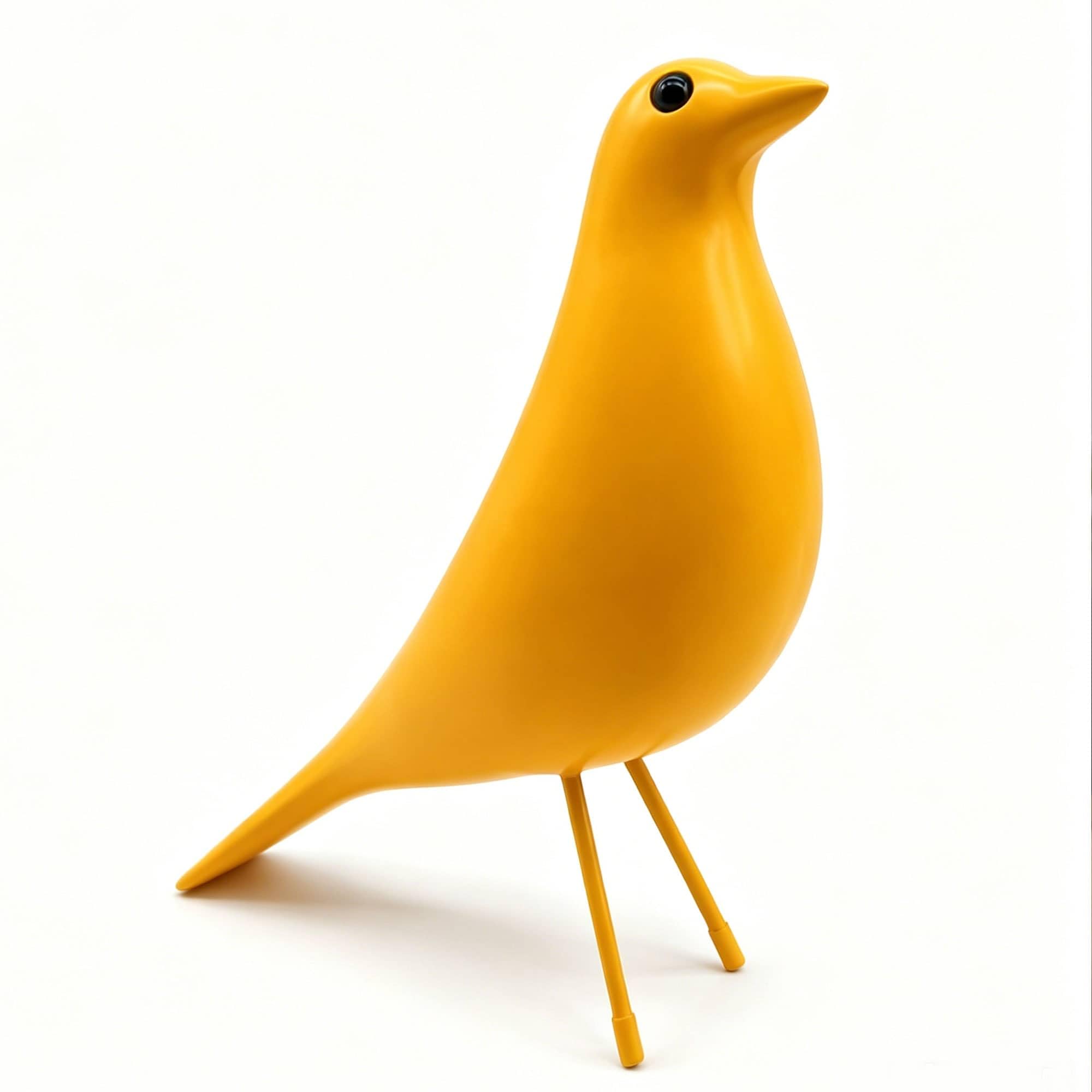 Mid Century Modern Bird Figurine, Resin Shelf Decor Accent (Yellow)