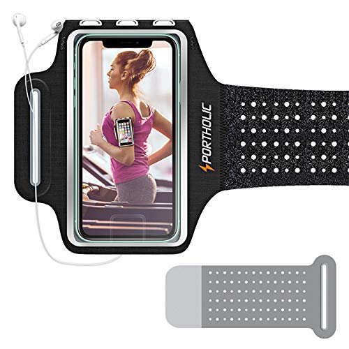 Running Arm Bands for Cell Phone, Adjustable Workout Phone Holder Arm Case for iPhone 11/11Pro Max/Xs Max/XR/X/8/7/6s Plus Sports Jogging Band for Samsung Galaxy S20/S10/S9/S8 Plus (Black)