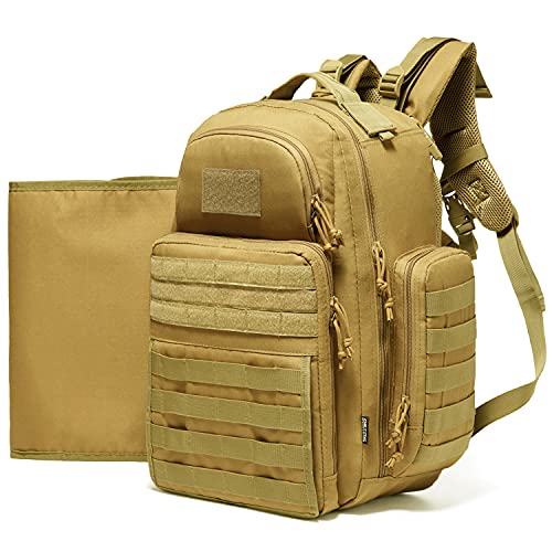 DBTAC Bolso para pañales para papá, bolso grande para pañales para niños, con cambiador, aislado, bolsillos para toallitas húmedas, correas para cochecito, marrón oscuro, L