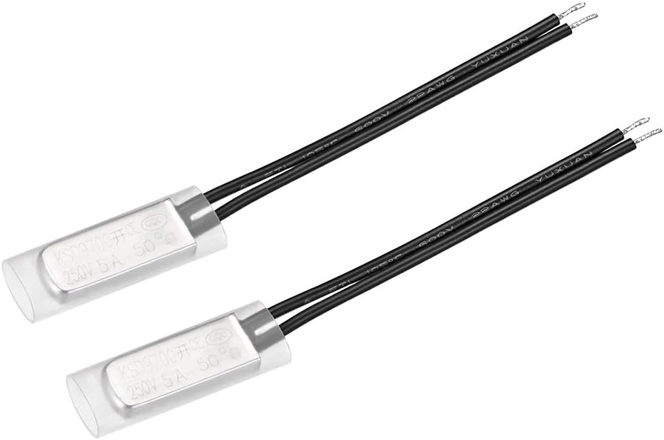 uxcell KSD9700 Thermostat, 50℃ Normally Open Temperature Switch Thermal Switch, N.O 5A Metal Temperature Controller 2pcs
