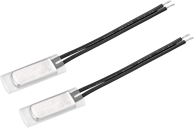 sourcing map KSD9700 Thermostat, 50 Normally Open Temperature Switch Thermal Switch, N.O 5A Metal Temperature Controller 2pcs