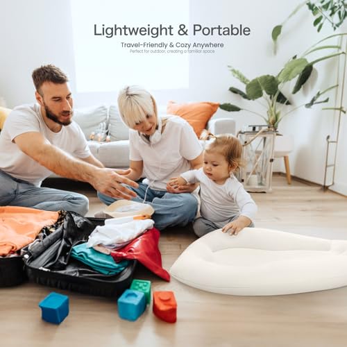 Image of Baby Lounger for Newborn: Skin-Friendly & Breathable | for 0-12 Months Infant Tummy Time Playtime & Diaper Changes - Portable & Lightweight Cushion for New Parents (Ivory)