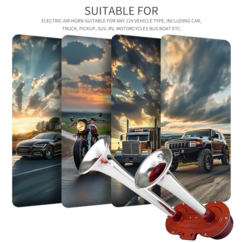 Banhao BH-LTSG Train Horn Kit Universal Electric Horns Dual Trumpet 130Db Super Loud Air Horns For Any 12V Vehicles Trucks/Lorrys/Trains/Boats/Cars/Suv/Pickup/Golf Cart thumb #4