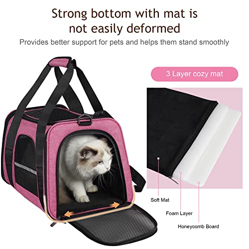 Hicaptain Soft Cat Carrier With Top Mesh Window - Pet Carrier Breathable For Medium Cats And Small Dogs Puppies Up To 13 Lb (Pink) #TOP2