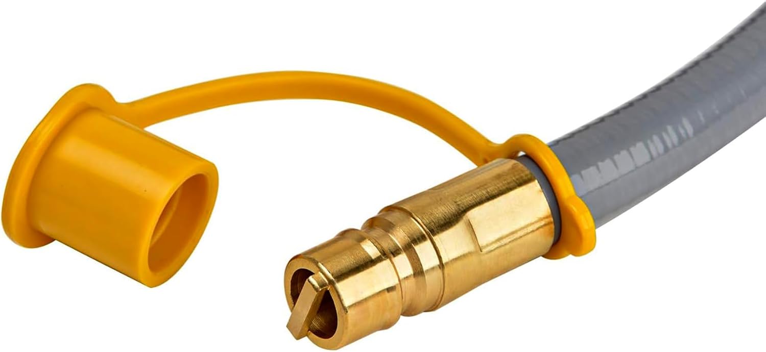 only fire 12Ft 1/2 inch ID Natural Gas Hose with Quick Connect Fittings Assembly for Low Pressure Appliance - 3/8" Female to 1/2" Male Adapter for Outdoor NG/Propane Appliance