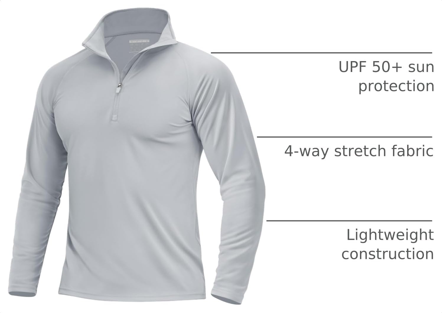 Boladeci Men's UPF 50+ Quarter Zip Sun Protection Long Sleeve Golf Shirt image 4