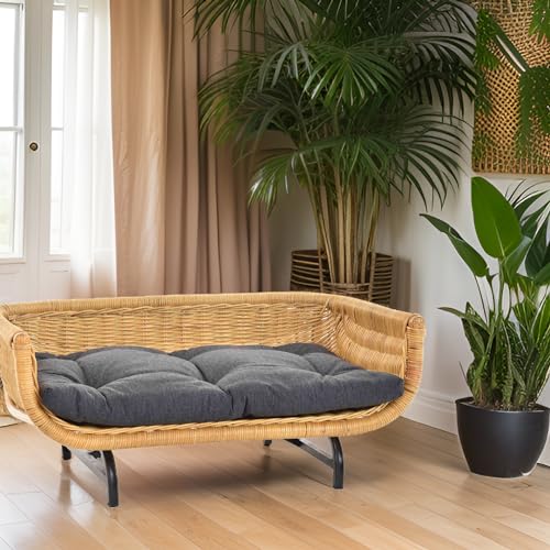Krines Home Exklusiver Retro-Design Hundekorb Hundebett Tierkorb Haustier Bett Groß aus Rattan mit Kissen/Modernes Bett für Katzen und Hunde Grösse XL (Honig)