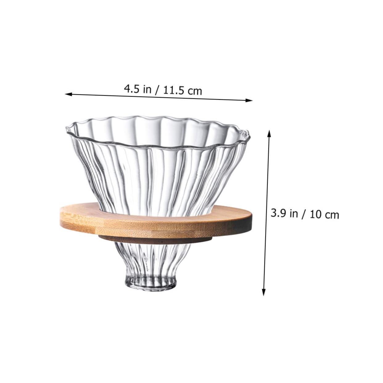 POPETPOP 1Set Coffee Funnel Strainer Reusable High Borosilicate Glass Dripper with Base Filter for Brew for Home Travel Coffee Lovers