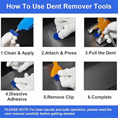 Image of 49PCS Paintless Dent Repair Kit with Golden Lifter & 100W Glue Gun | Professional PDR tools car dent removal tool heavy duty dent puller kit for small door dings hail damage auto body repair