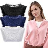 3 Pcs Cleavage Cover up for Low Neckline Fake Collars for Women Detachable Modesty Panel Cleavage Cover for Low Cut Dresses