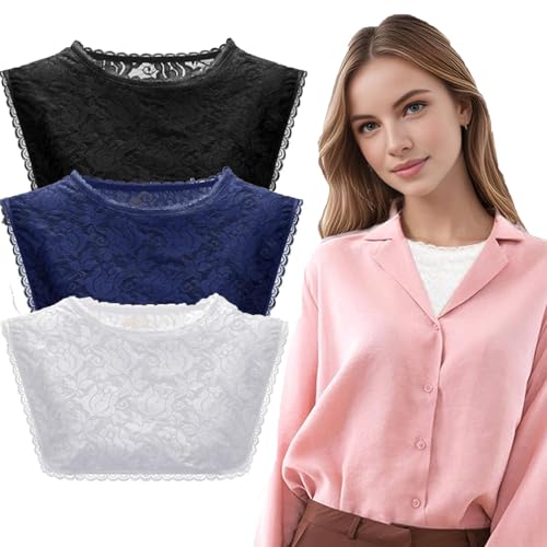 3 Pcs Cleavage Cover up for Low Neckline Fake Collars for Women Detachable Modesty Panel Cleavage Cover for Low Cut Dresses