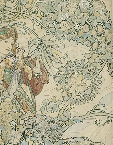 Toile Alphonse Mucha La femme aux coquelicots grand format 58x90 cm