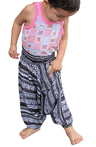 Image of RaanPahMuang Brand Light Viscose Smock Kids Aladdin Pants Bright Prints