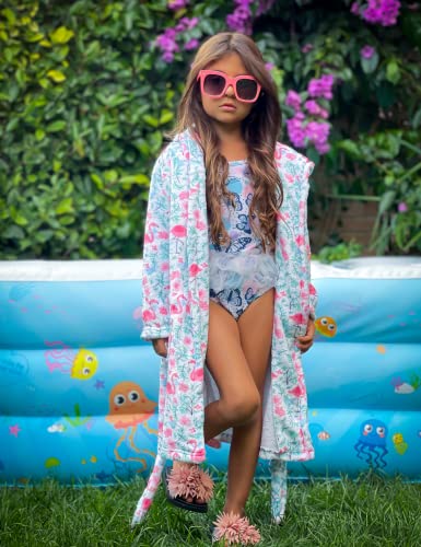 AIDEAONE Girls Bathrobes Kids Hooded Robes Flannel Pajamas Cute Sleepwear Gift for 4-14 Years2