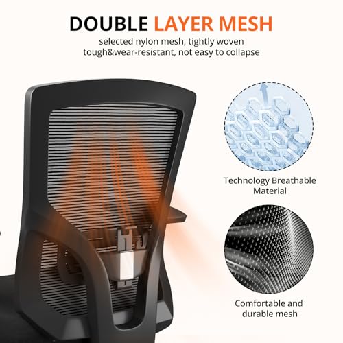 Image of 500 lbs Big and Tall Office Chair, Heavy Duty Mesh Desk Chairs with Comfort Spring-Supported Extra-Wide Seat Cushion, 3D Armrests, Ergonomic Breathable Computer Chair for Heavy People