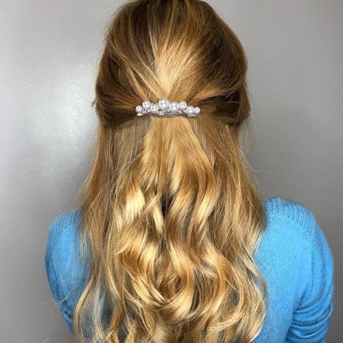 Pinza para cabello con perlas Isslly, bañado en plata vintage, elegante para boda y fiesta - 1 pieza miniatura 5