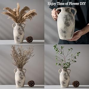 Ceramicvase984inchterracottavasewithhandlesbohodecordecorativevaserusticvaseforhomedecorfarmhouselivingroomtablegray Urban Country Home Decor Ceramic vase 984 inch terracotta vase with handles boho decor decorative vase rustic vase for home decor farmhouse living room table gray urban country home decor