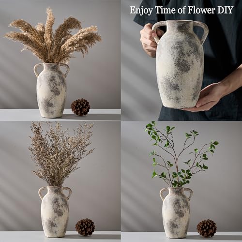 Ceramicvase984inchterracottavasewithhandlesbohodecordecorativevaserusticvaseforhomedecorfarmhouselivingroomtablegray Urban Country Home Decor Ceramic vase 984 inch terracotta vase with handles boho decor decorative vase rustic vase for home decor farmhouse living room table gray urban country home decor