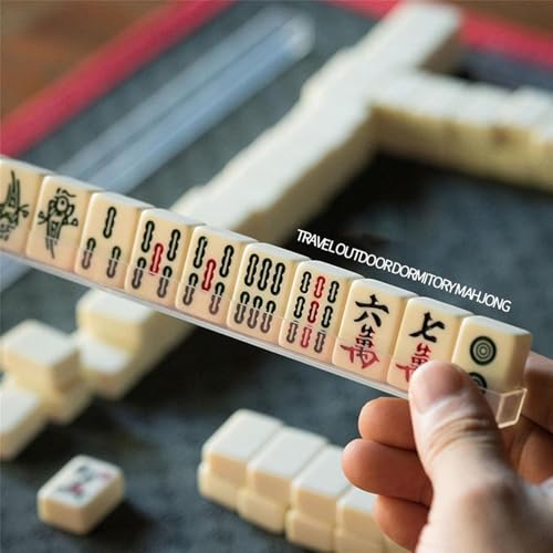 Mini Mahjong Set con estuche portátil y 2 dados miniatura 4