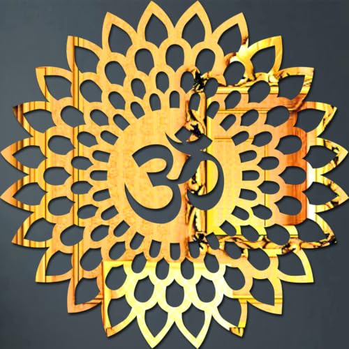 Image of Bikri Kendra - Mandala Om wall Mirrors Stickers for Hall Living Room Bedroom Kids Room Home Office 3D Acrylic wall Stickers (Golden5)