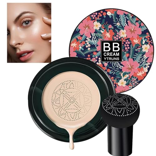 BB Cream Base de maquillaje, BB Cream Face Foundation | Mushroom Air Cushion Crema hidratante BB | con esponjas de maquillaje de hongos para amigos, familia, mujeres, niñas
