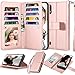 NJJEX Galaxy A01 Case, for Samsung Galaxy A01 Wallet Case, [9 Card Slots] PU Leather ID Credit Holder Folio Flip [Detachable] Kickstand Magnetic Phone Cover & Lanyard for Samsung A01 [Rose Gold]