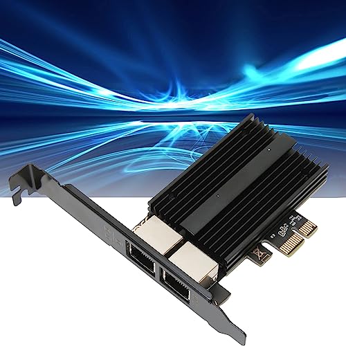 Yunseity PCIe Network Card, 2.5Gbps Dual Port Gigabit Ethernet Card con soporte de perfil bajo para escritorio, estación de trabajo, servidor y laptop miniatura 4