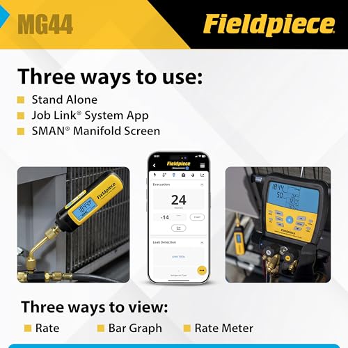 fieldpiece - hvacr wireless vacuum gauge - mg44 - quick accurate evacuations amp vacuum readings - job link compatible long range hvac tool