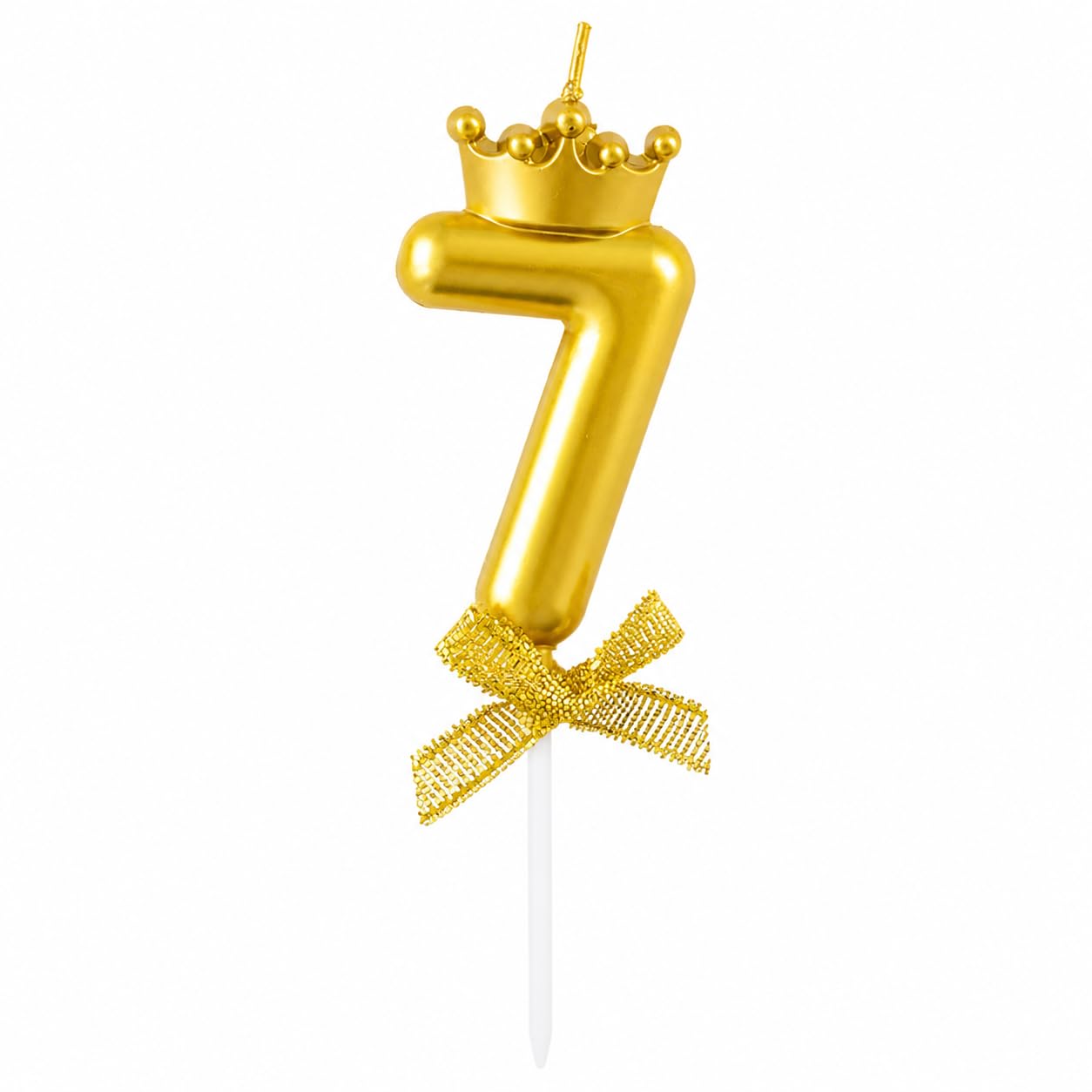 Fun Affairs Number 7 Unscented Candle with Crown for Birthday, Wedding, Engagement, Valentines Day Celebration, Theme Party, Bridal Shower, Bachelor Party Cake Topper for Decoration, Gold 1 pc-image-12