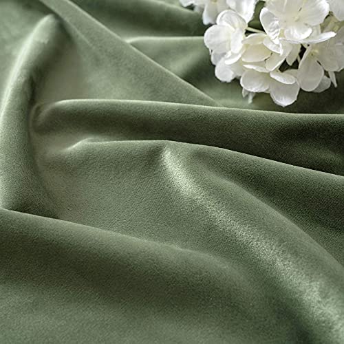 MIULEE Olive Green Velvet Curtains for Bedroom 2 Panel Set 85 Inch Drop Curtains - Image 3