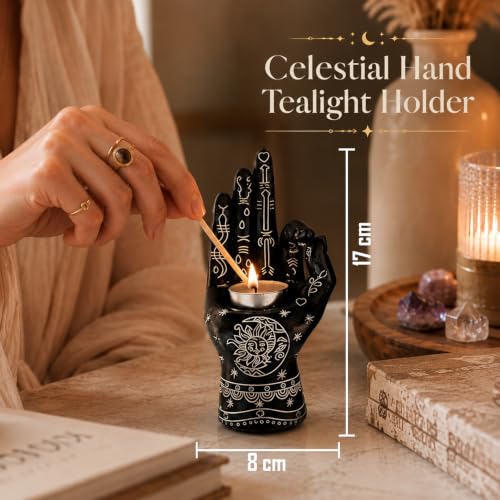 Image of Ekhasa Black Palmistry Hand Resin Incense Stick Holder with Ash Catcher